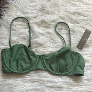 NWT J. Crew Green Balconette Underwire Bikini Swim Top Only
